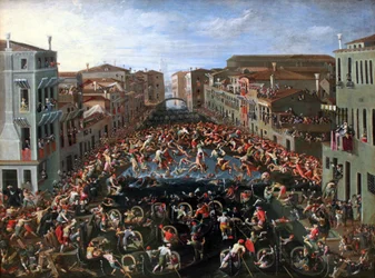 Competencia en el Ponte dei Pugni en Venecia